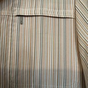 The North Face Stripe Button Shirt Men's Large Short Sleeve Outdoor Peach Cream